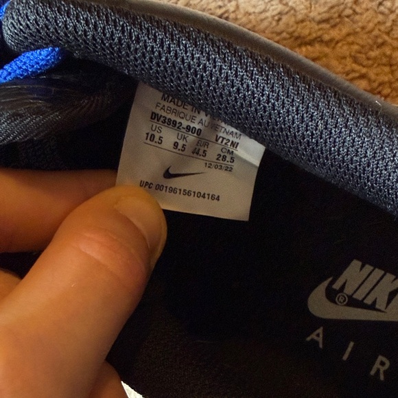 Nike Men’s Black and Blue Air Force 1 Custom Sneakers - Picture 2 of 6